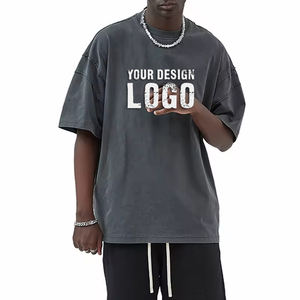 Camiseta de Hombre Personalizada de Fábrica, Lavada, Teñida, Desgastada, Estilo Urbano Informal, Hombros Caídos, Vintage, Media Manga, Talla Grande - Product Image 2