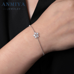Anmiya <span class=keywords><strong>เครื่องประดับ</strong></span>แสนสวยสร้อยข้อมือเงินลายเกล็ดหิมะ925แวววาวและโซ่คล้องมือสไตล์อินเทรนด์ทำจากเพทาย<span class=keywords><strong>สั่ง</strong></span>ทำได้ - Product Image 1