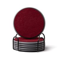 Ensemble de dessous-de-verre ronds en feutre de silicone avec support métallique, tapis à boissons modernes et minimalistes, décoration de table