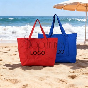 Logo personnalisé Sac à provisions en coton épais Sac fourre-tout en toile <span class=keywords><strong>avec</strong></span> <span class=keywords><strong>poche</strong></span> <span class=keywords><strong>extérieure</strong></span> sur le dessus Fermeture à glissière Essentiels quotidiens - Product Image 5