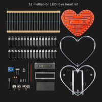 Kit électronique DIY 25/32 LED RGB multicolore à effet d'eau courante, carte de pratique de soudure DIY en forme de cœur pour l'école