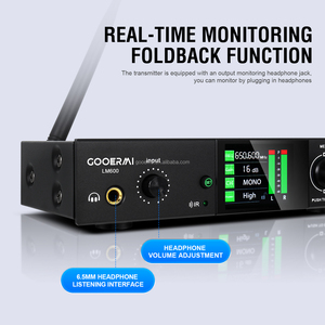 Système de monitoring intra-auriculaire sans fil UHF GOOERAI LM600, léger, 10 canaux stéréo, écran TFT couleur, portée de 150 m pour scène et <span class=keywords><strong>studio</strong></span>, nouveau - Product Image 6