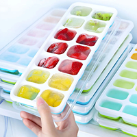 Bac à glaçons en silicone avec couvercle, démoulage facile, empilable, moule à glace flexible pour boissons congelées