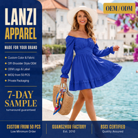 Robe Courte Personnalisée pour Femme, Col Cœur à Nouer, Volants, Manches Lanterne, Taille Haute, Idéale Vacances, Vente en Gros, OEM, ODM, Marque Privée