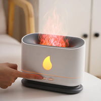 Diffuseur d'arômes de luxe bleu et flamme, de haute qualité, avec lumière de flamme, diffuseur de lumière de flamme oblongue