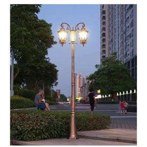 Lámpara de Jardín Exterior Estilo Europeo, LED, Base E27, 220V, para Patio, Villa, Balcón, Impermeable, Poste de Aluminio - Product Image 3