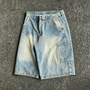 Shorts en jean délavé pour homme avec poches, style décontracté, tissu tissé bleu clair - Product Image 3