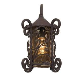 Applique murale extérieure <span class=keywords><strong>en</strong></span> bois massif de 13 1/<span class=keywords><strong>4</strong></span> pouces, luminaire style rustique, bois massif, extension <span class=keywords><strong>en</strong></span> noyer noir, verre martelé de Champagne, pour maison extérieure, porche - Product Image 2