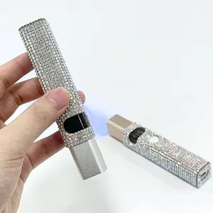 Lampu Uv kuku Mini Led jari, cahaya Led Gel Usb dapat diisi ulang portabel desain berlian berwarna