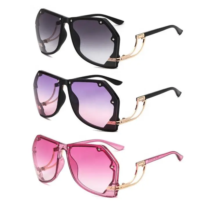 New Style 2023 Luxury One Piece Sunglasses Women Personality Rimless Colorful Lens Shades Glasses Oversized Punk Sunglasses