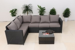 Hiện Đại 6 Chỗ Ngồi Thoải Mái Đồ Nội Thất Ngoài Trời Vườn Sofa Đặt Mây <span class=keywords><strong>Wicker</strong></span> Xô Đá Bảng Cho Căn Hộ Khách Sạn Hàng Hiên Công Viên - Product Image 3