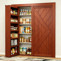 Pintu Pantry Hitam Doff Kapasitas Besar dengan Rak Penyimpanan Multi Lapis untuk Pintu Tersembunyi Makanan Dapur