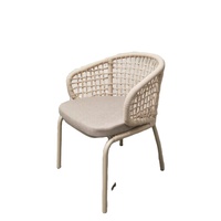 Chaise de salle à manger en aluminium moderne empilable pour extérieur, style bistrot-café, avec corde tressée