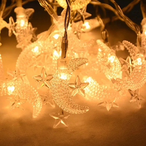 3M 20LEDs Warm <strong>White</strong> String Light Battery Operated <strong>Moons</strong> and Stars for Christmas &amp; Ramadan Muslim Decorative Lighting - Product Image 4