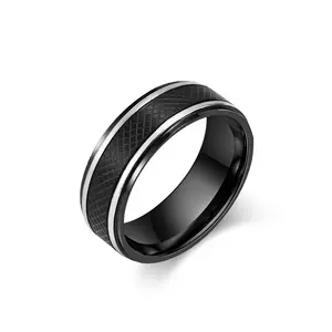 Anel de aço inoxidável para homens, anel de prata preto de alta qualidade com roda de ouro gótico ocidental, moldura rômbica preta ODM, casamento maçônico