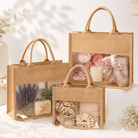 Bolsa de Yute Personalizada con Logotipo, Embalaje para Bolsos con Ventanas, Regalos para Festivales, Souvenirs, Bolsa de Compras al por Mayor, Bolsa de Arpillera Natural