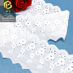 Ribete de encaje floral bordado de algodón blanco de 8 cm, <span class=keywords><strong>cinta</strong></span> festoneada <span class=keywords><strong>para</strong></span> vestidos de niños, prendas de mujer, textiles <span class=keywords><strong>para</strong></span> el hogar y accesorios de bricolaje. - Product Image 6