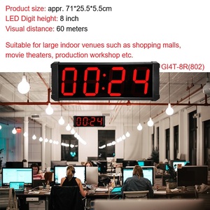 Reloj de Pared Digital LED Grande de 8 Pulgadas con Pantalla de Tiempo Eléctrica GANXIN GI4T-8R(802) para Interiores, Cines, Centros Comerciales, Talleres - Product Image 2