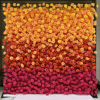 Mur de fleurs artificielles 3D rose, violet et bleu ombré, fond de scène en soie avec roses et hortensias pour la décoration de mariages et de fêtes