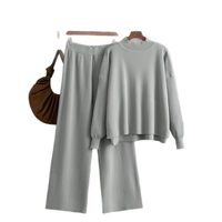 Ensemble pull décontracté ample et jupe au-dessus du genou en nylon/coton uni de style européen et américain pour femmes
