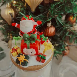 Lilin Natal kreatif lintas batas hadiah ornamen buatan tangan Santa Claus rusa besar lilin wangi