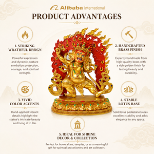 Statue de Bouddha Vajrapani en laiton doré faite à la main, sculpture bouddhiste tibétaine, figurine de divinité féroce, <span class=keywords><strong>d</strong></span>écoration <span class=keywords><strong>d</strong></span>'autel de temple - Product Image 3