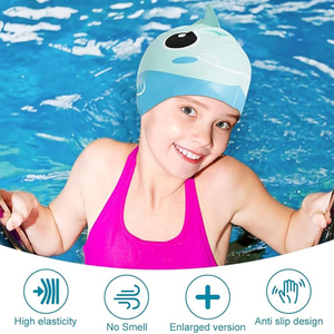 Gorro de Natación de Silicona con Diseño de Peces, a Prueba de Fugas, con Logotipo Personalizado, para Niños, Gorro de Piscina Impermeable con Estampado de Dibujos Animados - Product Image 4