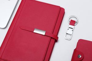 Ensemble d'affaires en cuir PU avec bloc-notes à boucle, stylo signature, porte-clés métallique, porte-cartes, logo personnalisé, coffret cadeau d'entreprise - Product Image 2