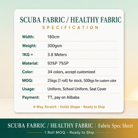 Tissu en polyester et élasthanne double face, extensible dans les quatre sens, respirant, sain, écologique et de qualité supérieure pour uniformes