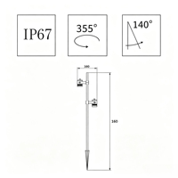 Outdoor IP67 Aluminium LED Garten-Spike-Leuchte, höhenverstellbar, Einzel-/Doppelkopf-Landschaftsstrahler, Pfahlbaum-Akzentbeleuchtung