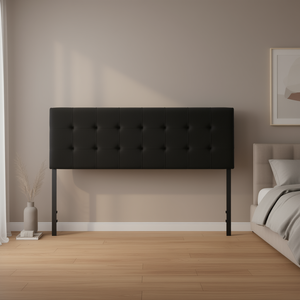 Adjustable Height Diamond Tufted Queen Size <b>Bed</b> 62.2 W X 42.72-54.53 H X 2.76 D Black Upholstered Metal Frame Bedroom Furniture - Product Image 2