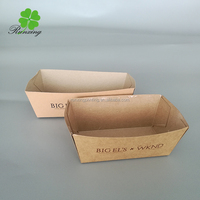 Plateau pour chien en papier kraft personnalisé avec logo imprimé de boîtes rigides pour hot dog à emporter avec laminage mat et gaufrage