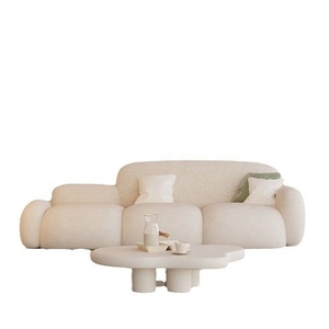 Divano in Tessuto dal Design Moderno <span class=keywords><strong>e</strong></span> Semplice in Stile Crema per Casa in Affitto, Economico <span class=keywords><strong>e</strong></span> di Nuova Concezione per Soggiorno - Product Image 6
