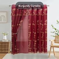 Rideaux de fenêtre transparents brodés à œillets avec cantonnière, double couche, pour chambre et cuisine, vente en gros, usine de rideaux