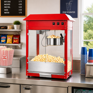 Máquina Profesional para Hacer Palomitas de Maíz de 1600W con Interruptores de Control Independientes, Plataforma de Calentamiento y Olla de Acero Inoxidable para Cafetería - Product Image 1