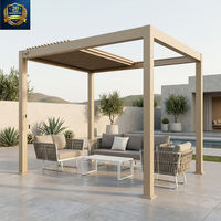 Pergola motorisée en aluminium à lames orientables LYN, imperméable, coupe-vent, ignifuge, avec store enrouleur 5x5x3M