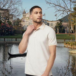 Men's 100% Cotton Slim-Fit for <b>Polo</b> <b>Shirt</b> 220gsm Lapel Collar Anti-Wrinkle Embroidered Knitted Short Sleeve Casual & Formal ODM - Product Image 3