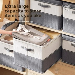 Multi-Purpose Organizador Linho Tecido Cestas De Roupas Cestos De Armazenamento De Cubo Dobrável Lavável Grandes Recipientes De Armazenamento Com Tampas - Product Image 4