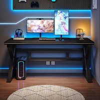 Bureau d'ordinateur en bois épaissi, design minimaliste moderne, bureau de jeu et d'étude pour PC de bureau et écriture étudiante