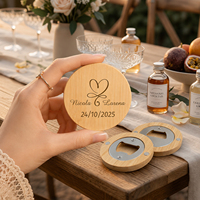 Abridor de Botellas de Bambú Grabado Personalizado - Abridor de Tapas Magnético Personalizado, Regalo para Padrinos de Boda, Recuerdo de Boda para Invitados