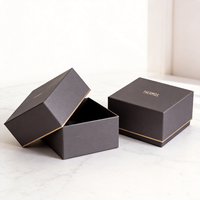 Boîte en carton rigide noir personnalisée avec logo estampé à chaud sur le couvercle et la base pour l'emballage de cosmétiques, de soins de la peau et de parfums, haute qualité
