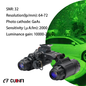 หลอดเพิ่มความสว่างแบบสองตา Gen3 GaAs FOM2000-2200 ความละเอียด 64 LP/mm กล้องมองกลางคืนทางยุทธวิธี PVS31 ระยะ 1500 เมตร P45 FOM1400 กลางคืน - Product Image 3