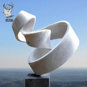 Estatua abstracta tallada en piedra de jardín de gran tamaño, escultura de mármol blanco tallada a mano moderna para exteriores a la venta