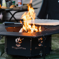 Table d'appoint pliable et portable en métal pour foyer extérieur et camping