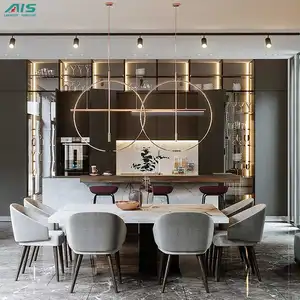 Ais kabinet dapur Modern desain sederhana, furnitur dapur kustom kaca Aluminium hitam