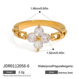 2026 New Vintage Stainless Steel Jewelry 18K PVD Gold Rings Luxury Jewelry <b>Pearl</b> Zircon Heart Square Flower <b>Watch</b> Rings Gift - Product Image 3