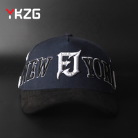 Casquettes de baseball en daim originales OEM/ODM avec lettres 3D brodées, style sportif, 5 panneaux, visière incurvée, personnalisables