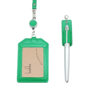 Soft PU Leather Badge <b>Holder</b> with Pen <b>Holder</b> Working Name Badge <b>Id</b> Card Badge <b>Holder</b> with Retractable Strap Lanyard - Product Image 6