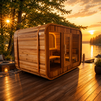 Sauna extérieur en cèdre rouge canadien EnjoySaunas pour 4 personnes, chauffage électrique 6KW, verre panoramique pour jardin, certifié CE