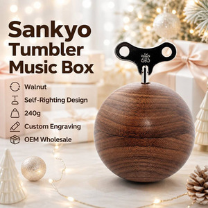 <span class=keywords><strong>Caja</strong></span> de Música Redonda de Madera con Mecanismo de Cuerda, Esfera Autorregulable de Arce y Nogal, Grabado Personalizado, Regalo de Navidad - Product Image 1